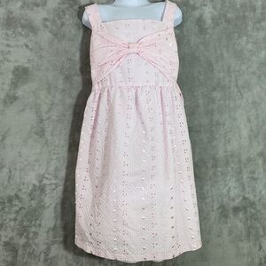 Bonnie Jean gingham eyelet sundress  Girls size 12 Pink sleeveless lined.